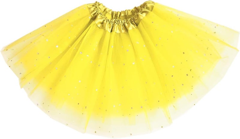 WINROLA Little Girls Stars Sequins Tutu Skirt Princess Ballet Dance Dress for 0-6 Y Sparkle Elastic 3 Layered Tulle Tutu Skirt - Image 1